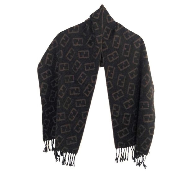 FENDI - Brown Black Wool Scarf 210-051325 - Picture 1 of 6